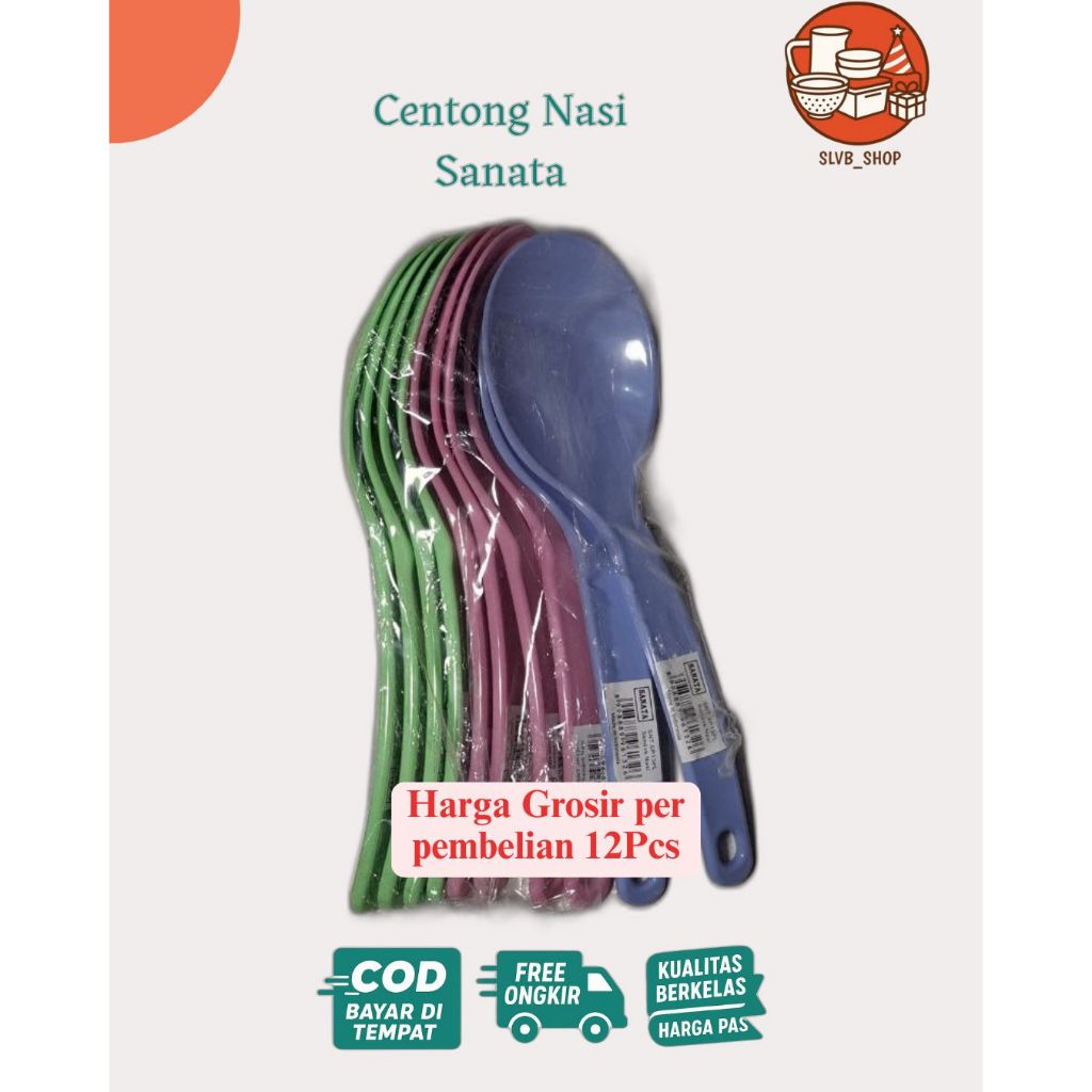 Centong Nasi Sanata Plastik Anti Lengket – Sendok Nasi Warna Warni | Harga Grosir & Satuan  Sendok N