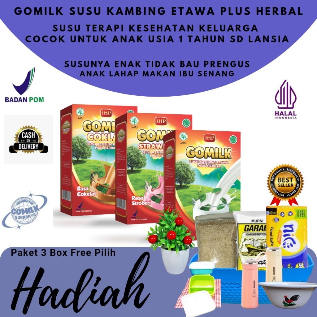 

[Promo 3 BOX Free Hadian] Gomilk Susu Kambing Etawa Plus Herbal Rasa Enak Terapi Kesehatan Keluarga