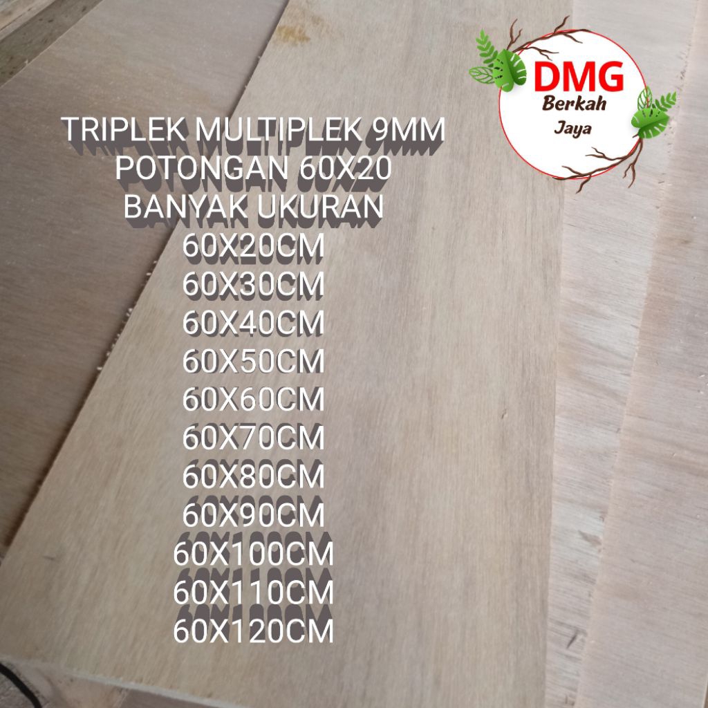Triplek/multiplek / plywood ukuran 60x20cm tebal 9mm.