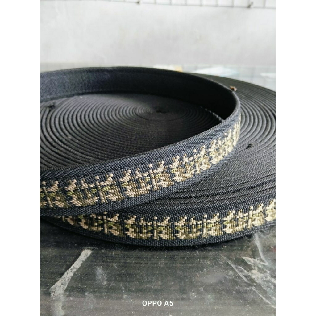 bisban tali webbing motif doreng tebal 2 mm panjang 20 meter bisban bahan sandal