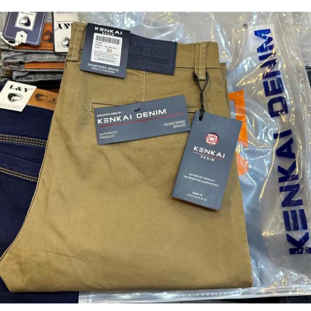 Celana Pria Katun Chino Stretch KENKEY LEXUS Jeans Company Warna Mocca - Regular fit / Standar Melar
