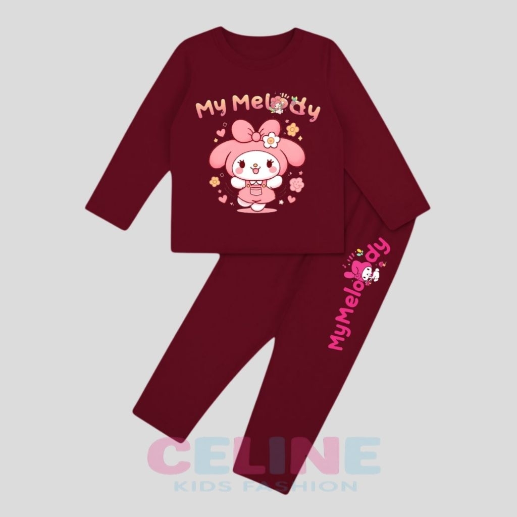 Setelan baju tidur piyama my melody anak perempuan lengan panjang setelan piyama melodi SETELAN MY M
