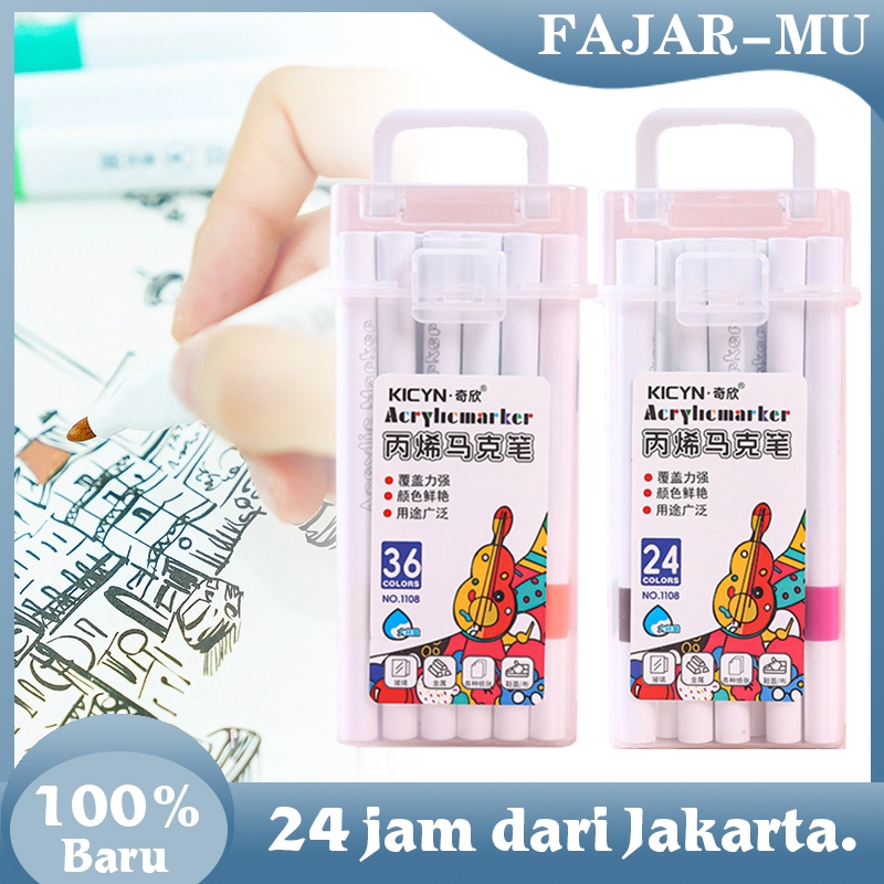 

24/36 Warna Spidol Propilen Ujung Ganda Set / Lengkap Spidol Anak / Spidol Warna Warni 1 Set