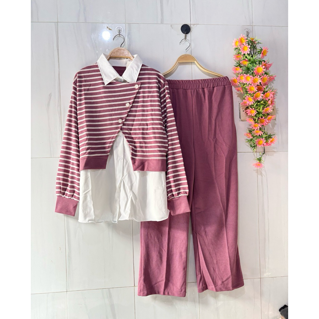 setelan inara knit premium setelan celana wanita knit premium set knit wanita setelan celana kaos kn