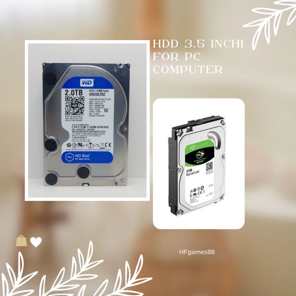 HARDISK PC 500GB /1TB/ 2TB/3TB WD BLUE /BARRA*CUDA SATA 3,5" INCHI -HDD PC CPU BARU 0 DAYS Promo