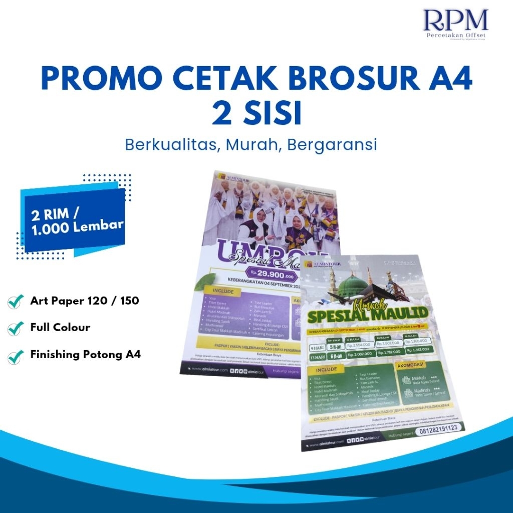 

Cetak Brosur A4 | 2 Sisi | Kertas Art Paper 120/150 | 2 Rim