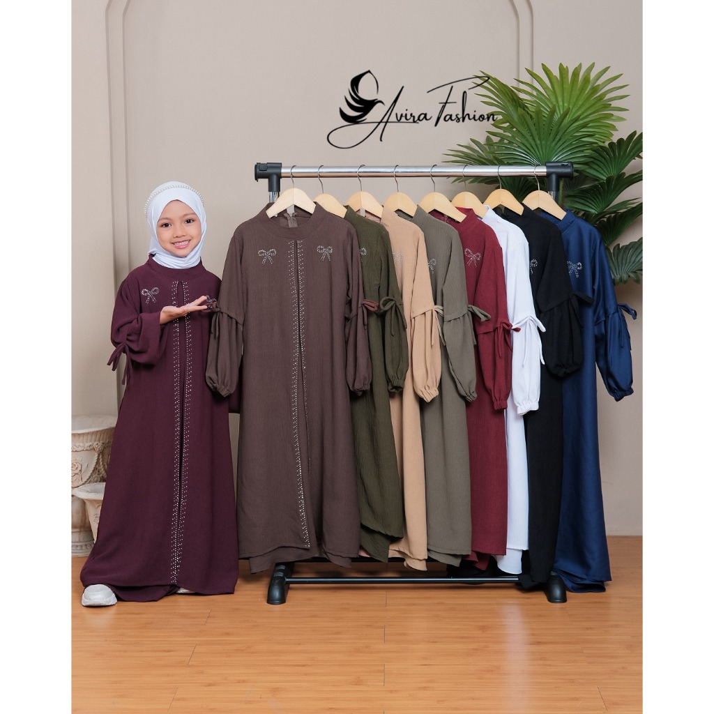 Abaya Anak Perempuan Terbaru 2025 / Gamis Dress Abaya Turkey Mewah / Crinkle Airflow