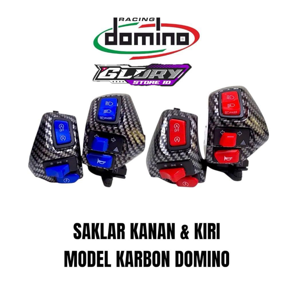 Saklar Set Kanan&Kiri Domino motif Carbon Saklar Motor Variasi Saklar Karbon Domino Yamaha