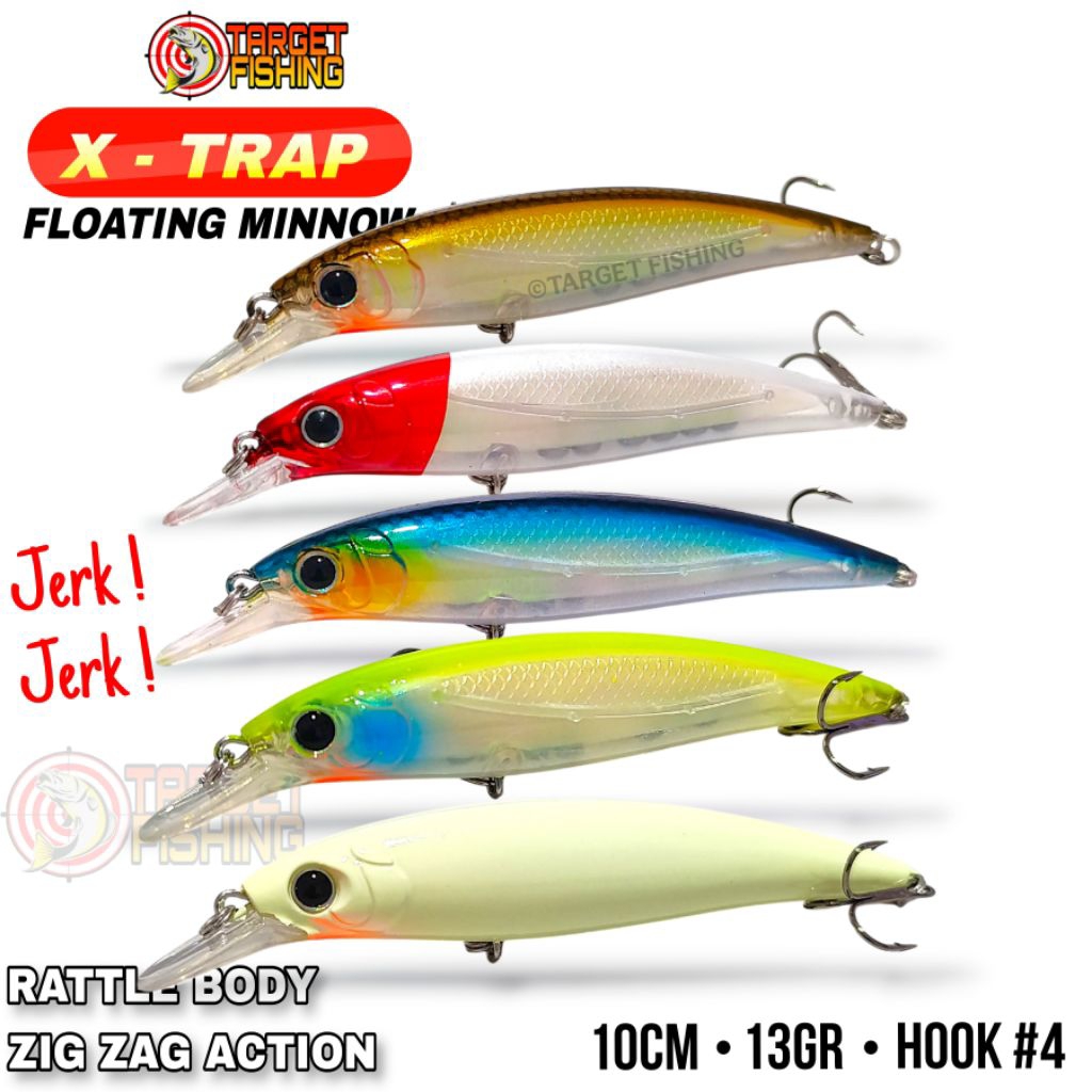 Minnow Floating X-TRAP Rattle 10cm 13gram - Umpan Casting Toman dan Muara