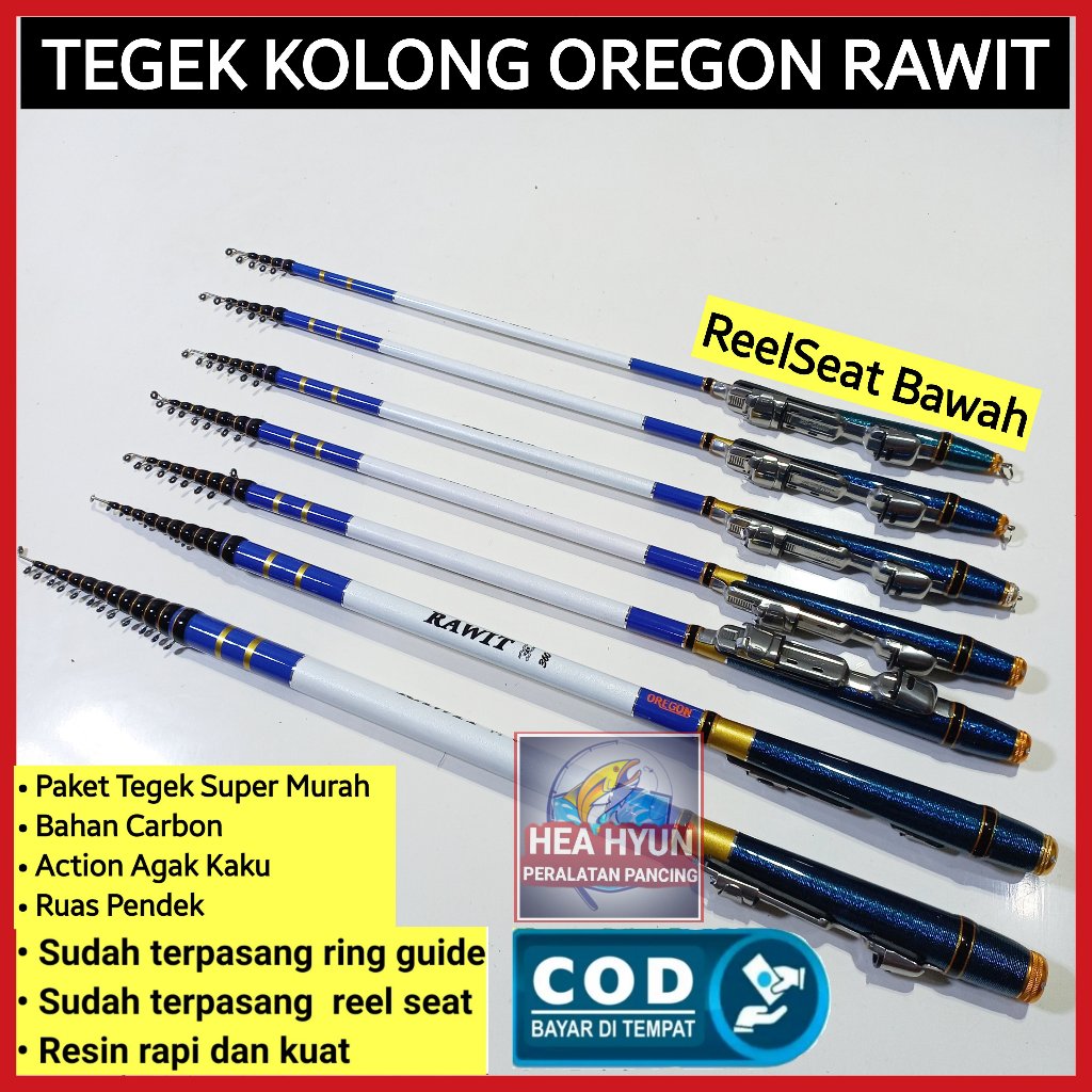 Joran Tegek Kolong Ring Oregon Rawit 180-450cm Reelseat Bawah Action Medium