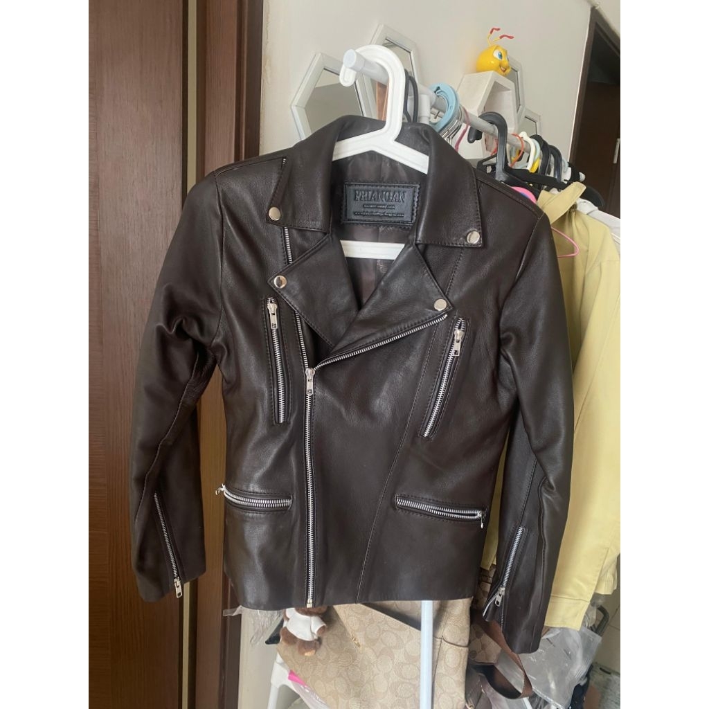 jaket kulit asli garut wanita PL brown