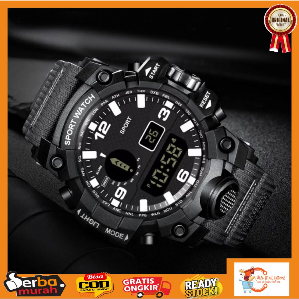 Little Mall JAM TANGAN PRIA DIGITAL SPORT WATCH PREMIUM JAM TANGAN PRIA DUAL TIME JAM TANGAN SPORT