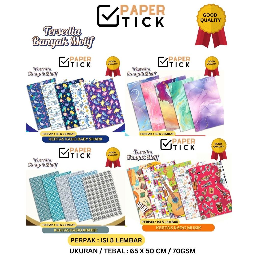

(ISI 5 LEMBAR) KERTAS KADO MOTIF 65x50 CM ULANG TAHUN KERTAS PEMBUNGKUS HADIAH WRAPPING PAPER 70GSM