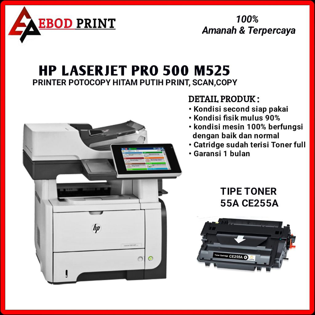 Printer hp laserjet 500 mfp M525 print scan copy f4 fotocopy monokrom