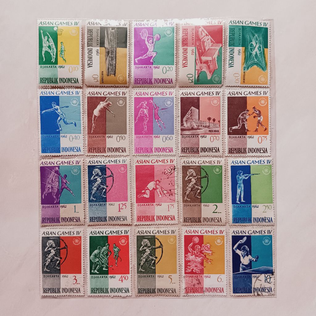 

(AB) Perangko Indonesia 1962 Asian Games Ke 4 Set 20 pcs Mint & Used (C)