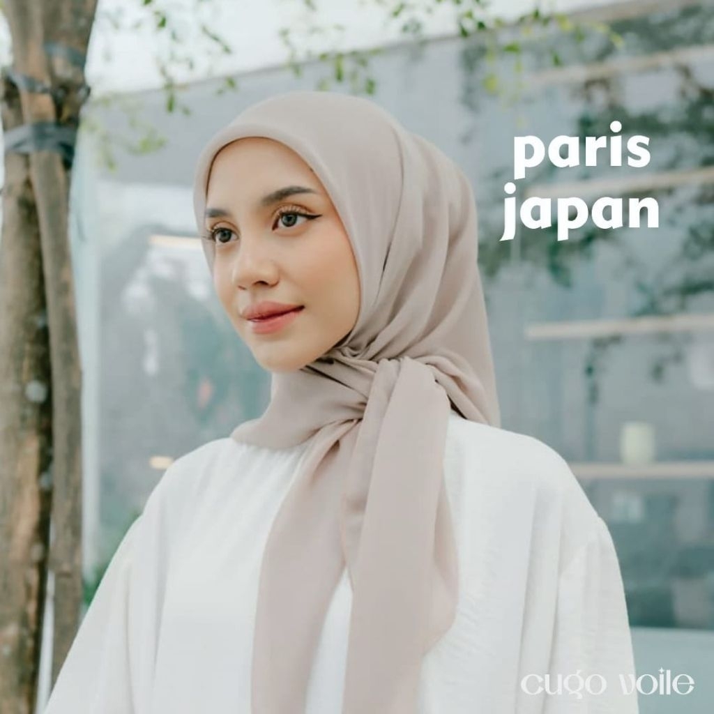 PARIS JAPAN - hijab segi 4 polos - bahan paris japan ori