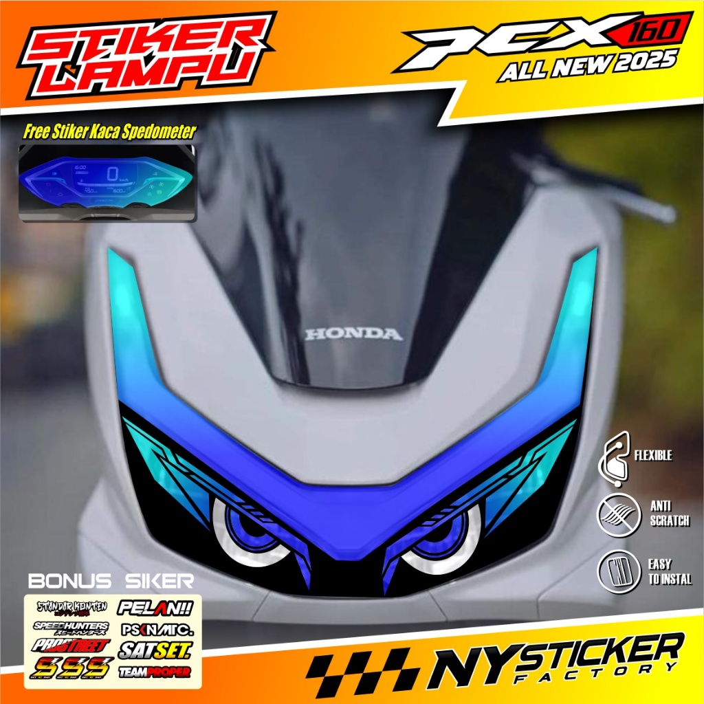 Stiker Alis Lampu Motor PCX 160 2025 Transparan - Sticker Transparan Lampu PCX 160 Mata Elang 01