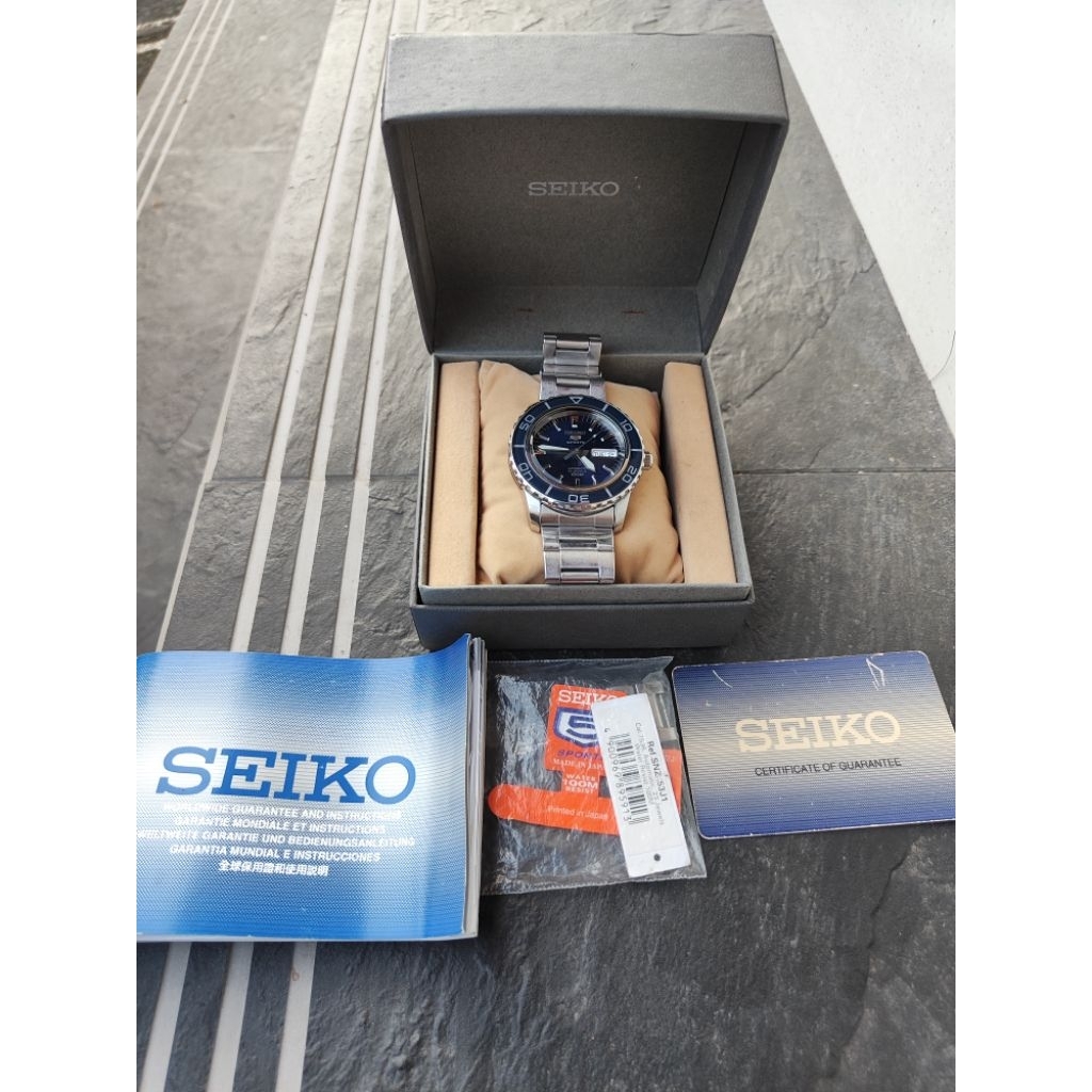 Jam Automatic/otomatis Seiko 5 SNZH53J1 (made in japan) blue dial Fifty-Five Fathoms