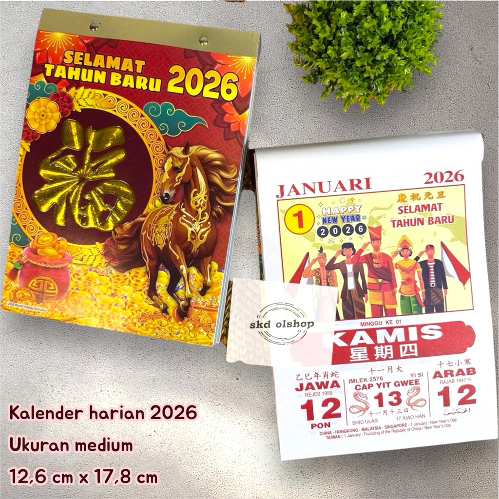 

Kalender harian sobek TH lokal ukuran medium/sedang tahun 2026 tanggalan harian sobek 2026