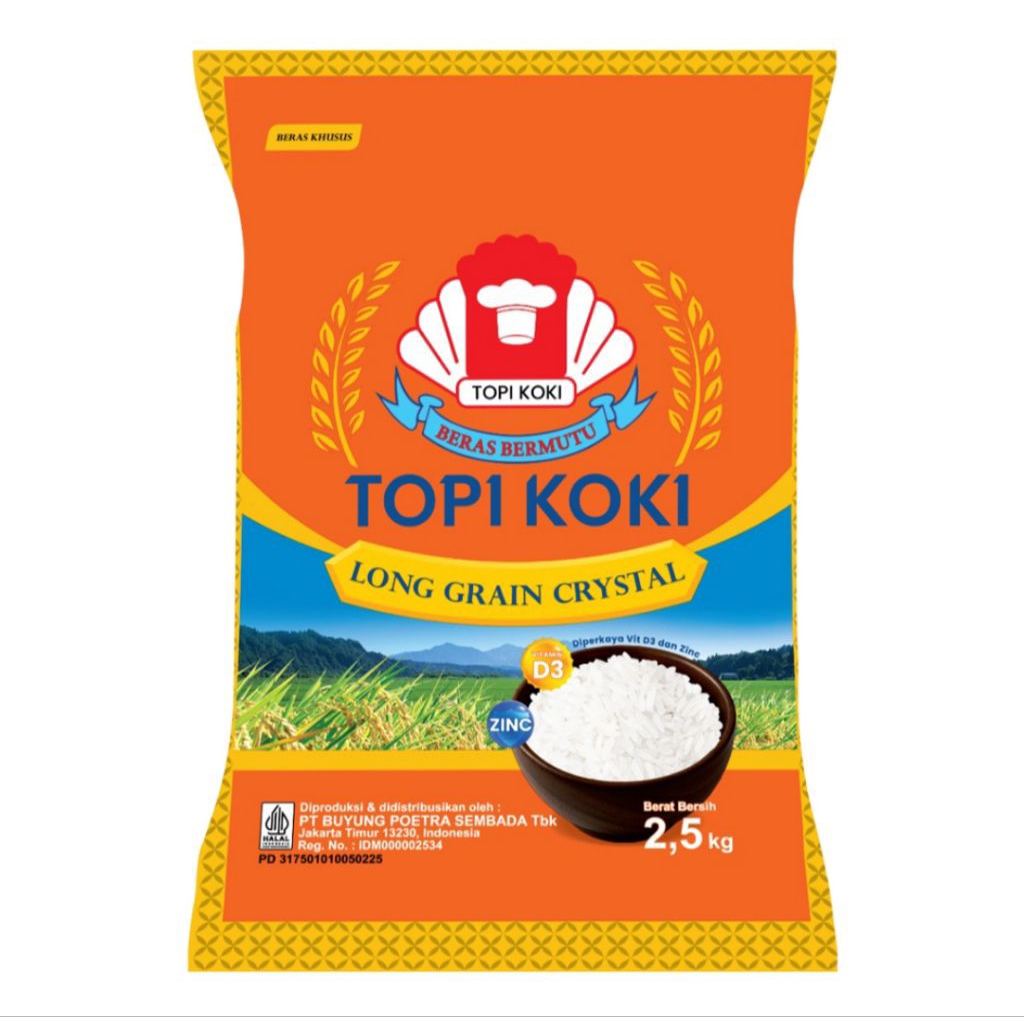 

Topi Koki Beras Premium Long Grain Kristal 2.5 kg