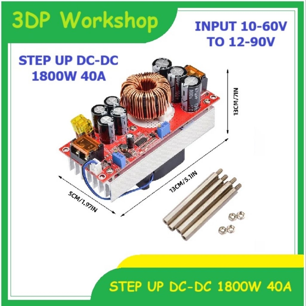 Step Up DC-DC 1800 Watt 40A with Fan