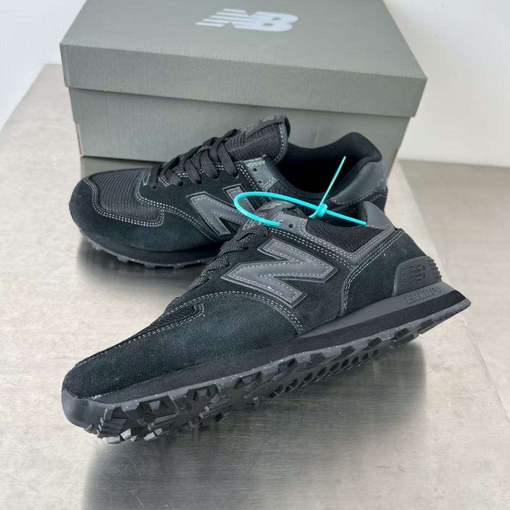 NB  574 Retro Mesh Wear resistant Low cut Running Shoes for Men and Women, All Black