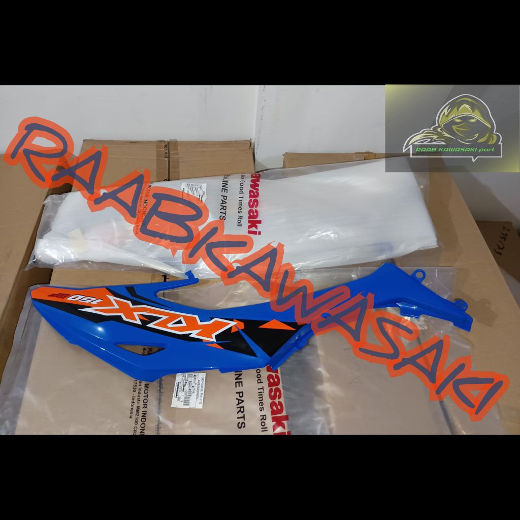 cover sayap tangki panjang biru stiker extreme orange set klx 150 bf extreme original kawasaki