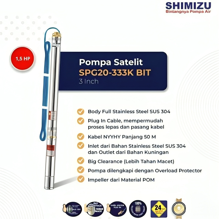 Mesin Pompa Air Submersible Satelit Shimizu SPG20-333K BIT / Pompa Satelit SHIMIZU SPG20 333K