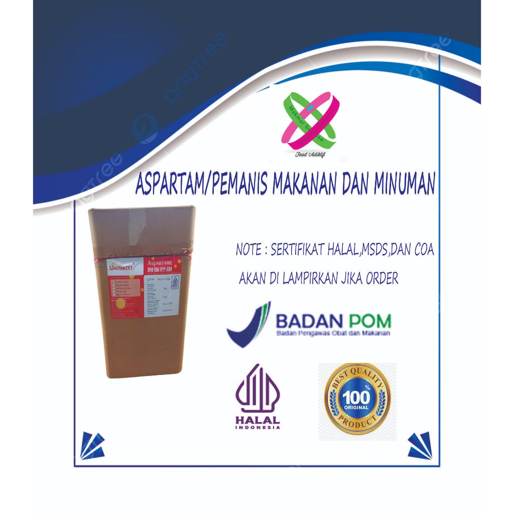 

ASPARTAME SINOSWEET/ASPARTAM/PEMANIS PENGGANTI GULA/PEMANIS RENDAH KALORI 200X GULA PACKINGAN 1 KG DAN 25 KG BERSERTIFIKAT HALAL MUI