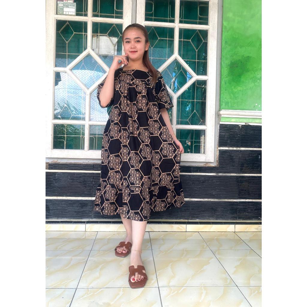 TERBARU MOTIF KOTAK MIDI DRESS WANITA RAYON / GAMIS  ADEM BUMIL BUSUI FRIENDLY JUMBO REMPEL DADA