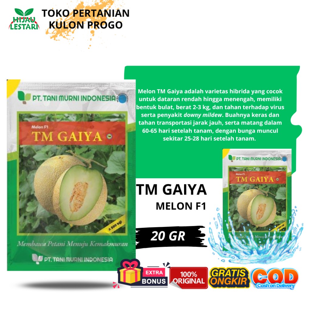 TM Gaiya F1 500 Biji Benih Melon Super ORIGINAL KEMASAN PABRIK HIJAU LESTARI