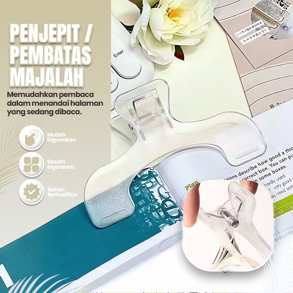 

Transparent Baogai Book Clip Transparan Paper Clip Aesthetic Klip Penjepit Kertas Alat Tulis Lucu
