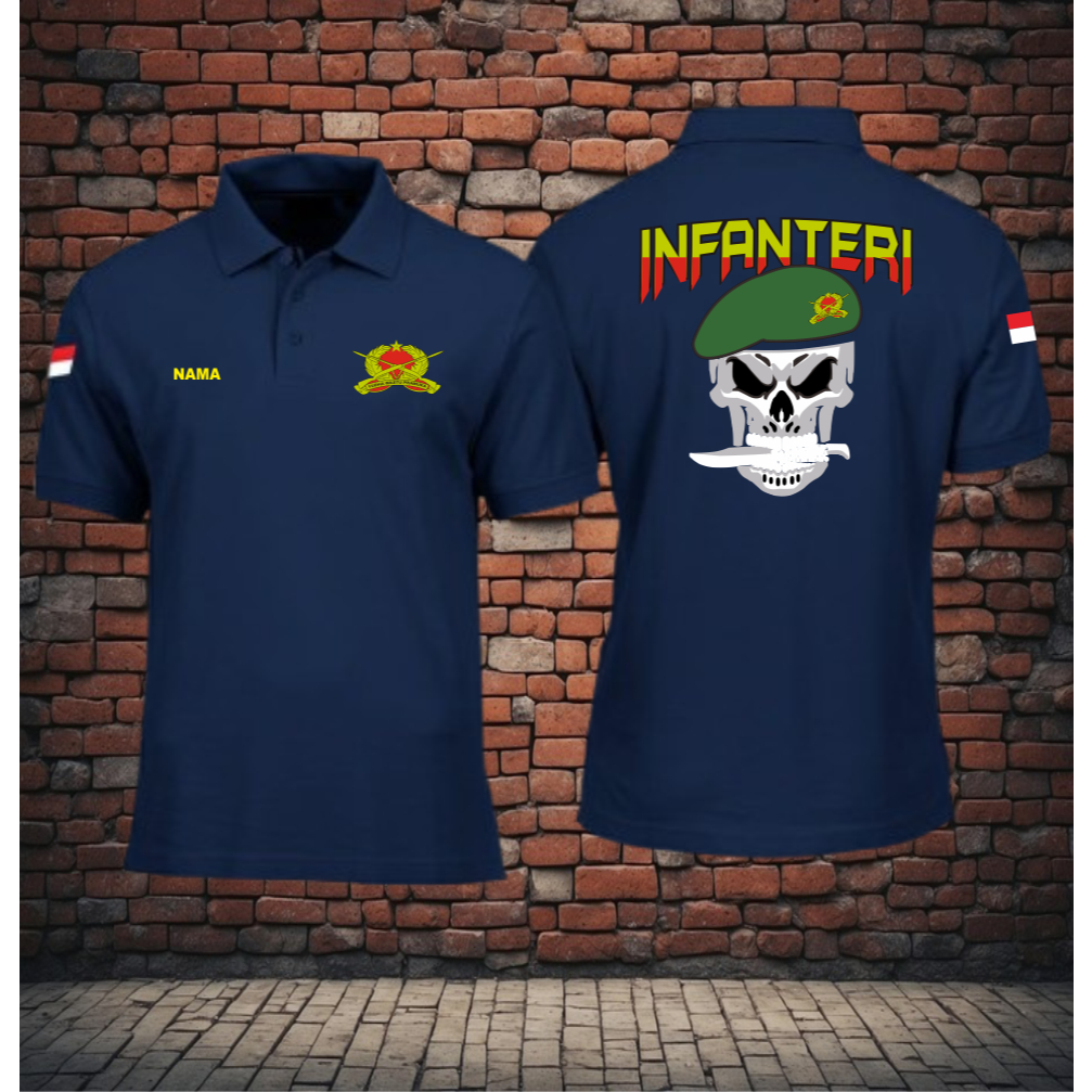 kaos infanteri polo lengan pendek terbaru/baju kerah tni ad/infanteri