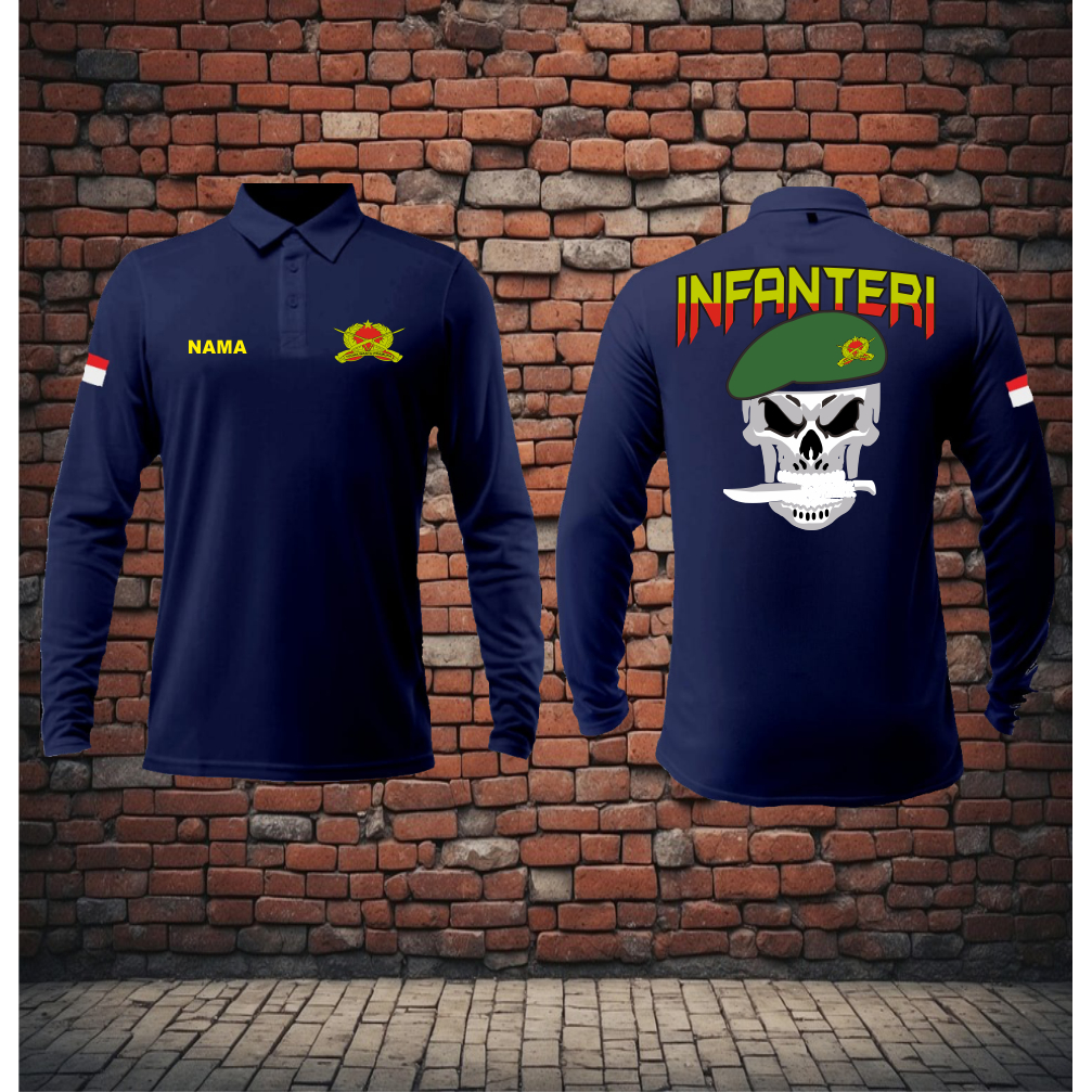 kaos infanteri polo lengan panjang terbaru/baju kerah infanteri/tni ad