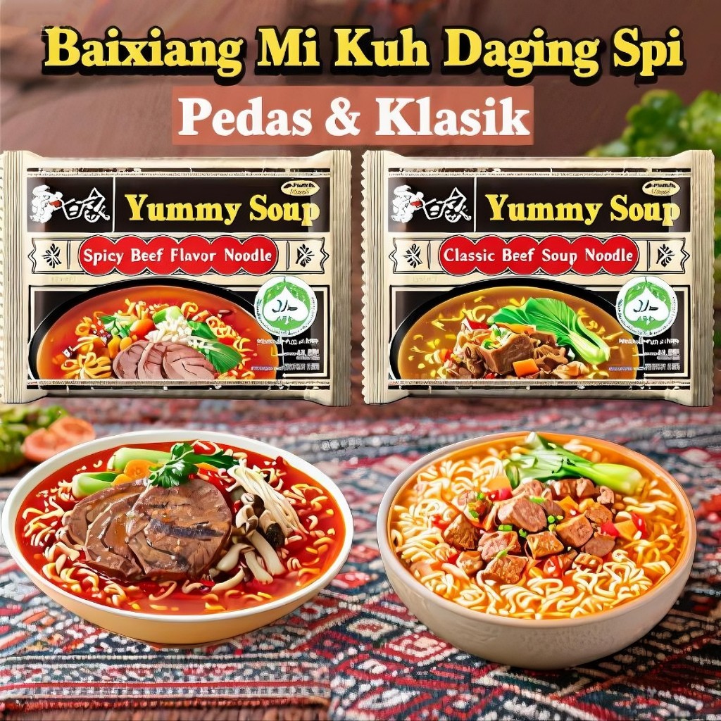 

Baixiang Mi Sup Daging Sapi Rasa Pedas & Klasik – Halal – Praktis & Cepat