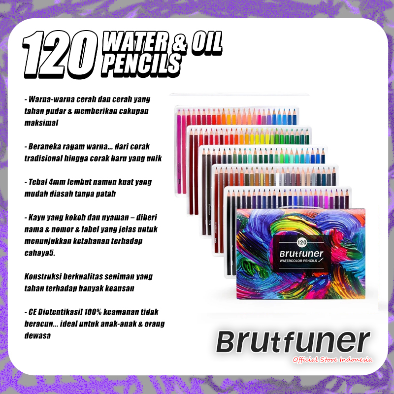 

Brutfuner Original Pensil Warna 120 Colors WATER