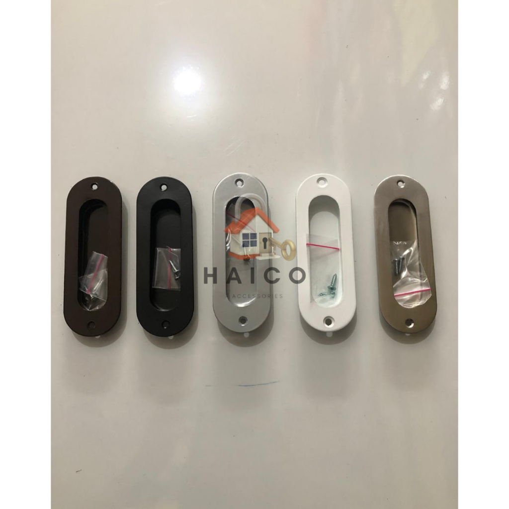 Handle Tanam/Handle pintu sliding geser oval 4x12 - Putih