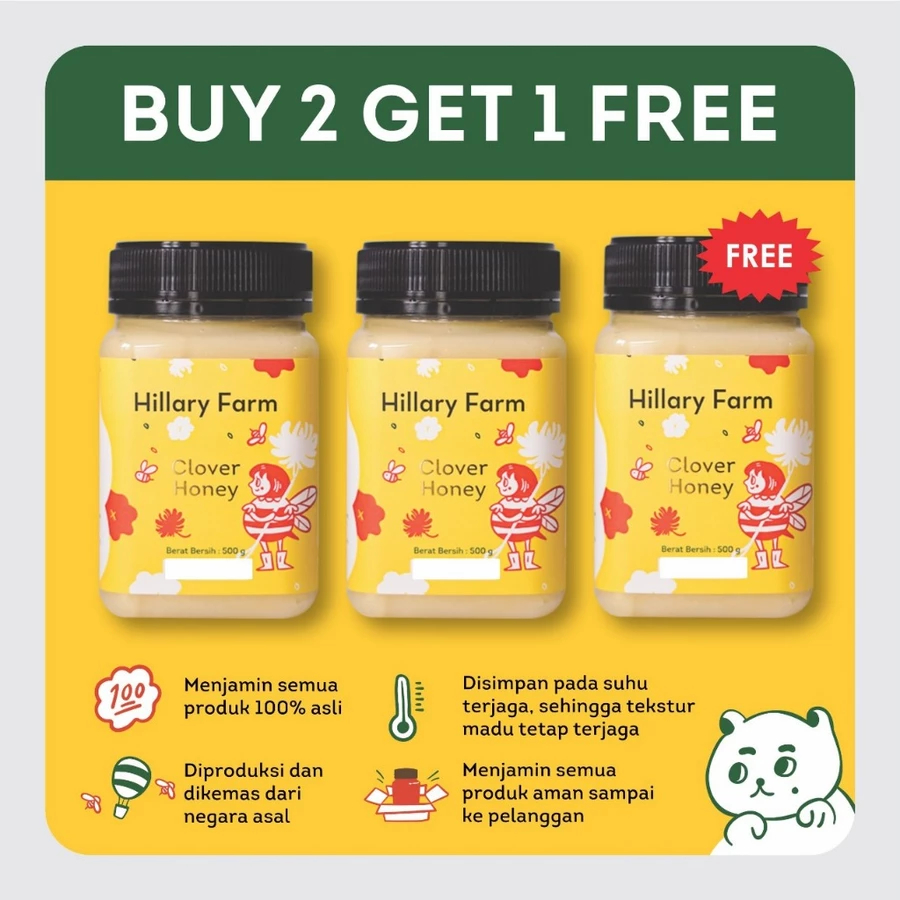 

2 Botol Clover Honey 500G FREE Honey