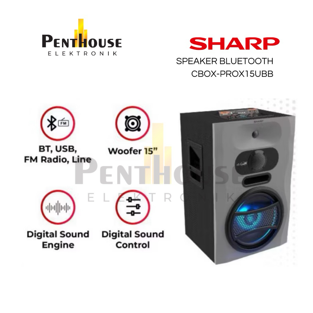 Sharp Speaker Active CBOX-PROX15UBB Pro X Series Grey 110 Watt