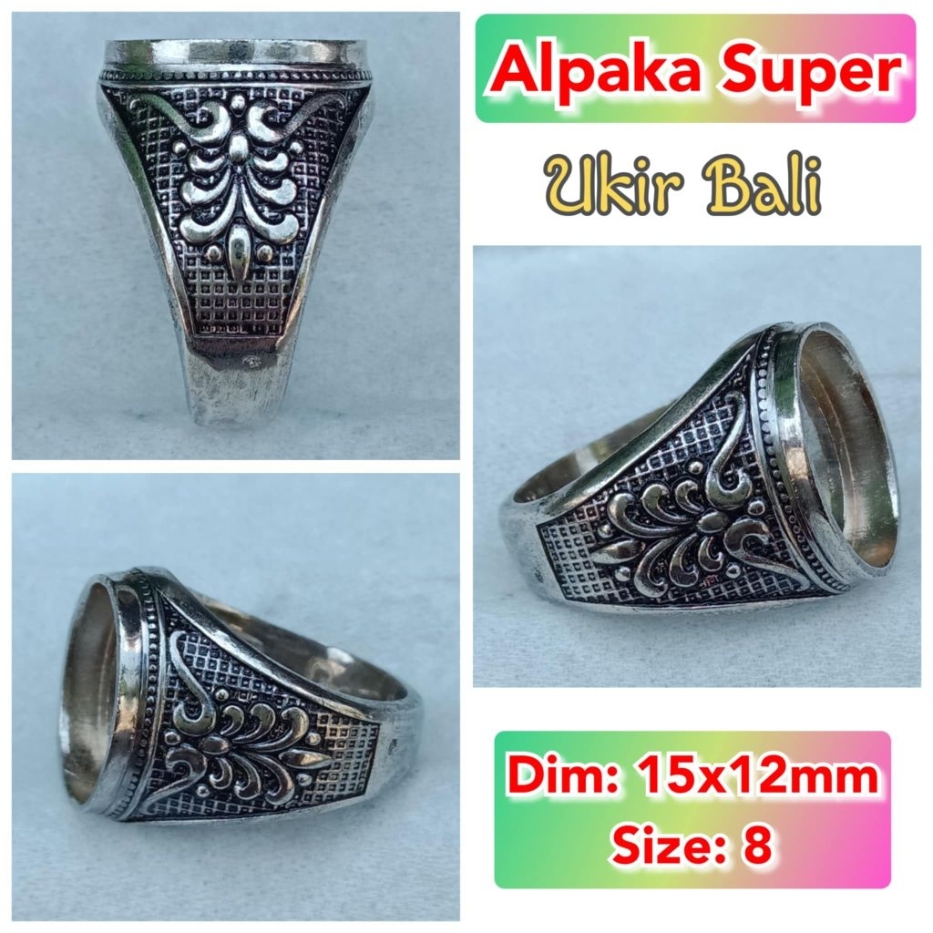 cincin emban batu akik batu permata alpaka super ukir ukir Bali.47