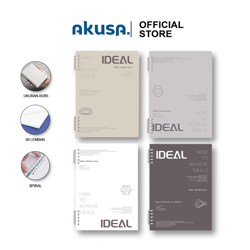 

AKUSA Spiral Book A5 60 Lembar Buku Binder Note Book Jurnal Catatan Pelajar Kantor Spiral Kuat Dapat Dibuka BN004