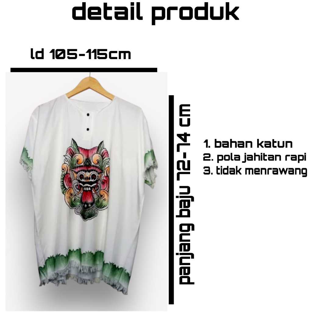 Baju Barong Bali Pria Wanita Bahan Katun Baju Kaos Bali Atasan Bali