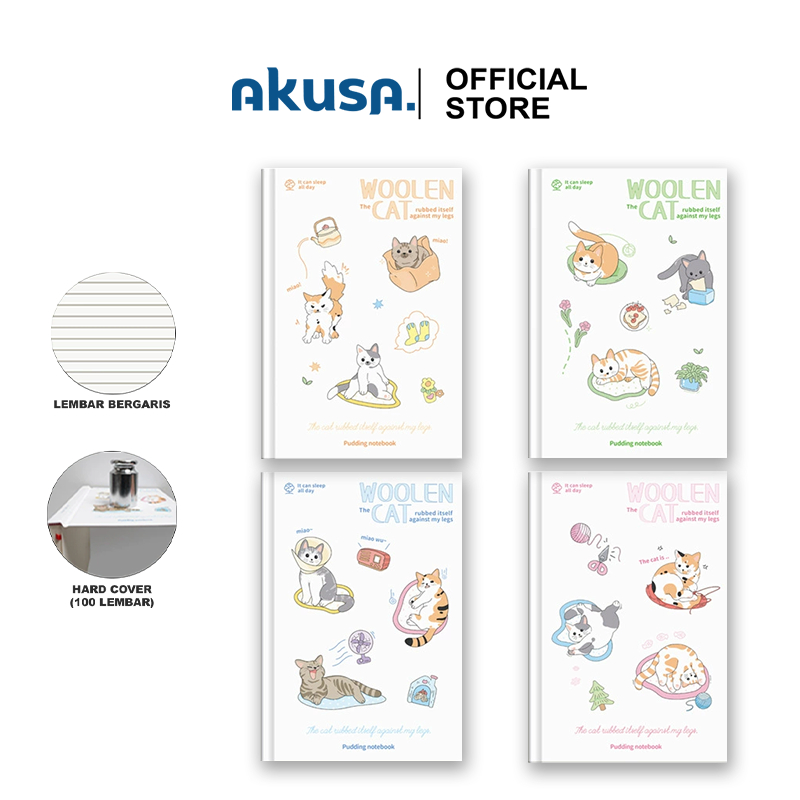 

AKUSA Hard Cover Book A5 Note Book Buku Catatan Aesthetic Journal Book Diary Kertas Anti Tembus HCB005