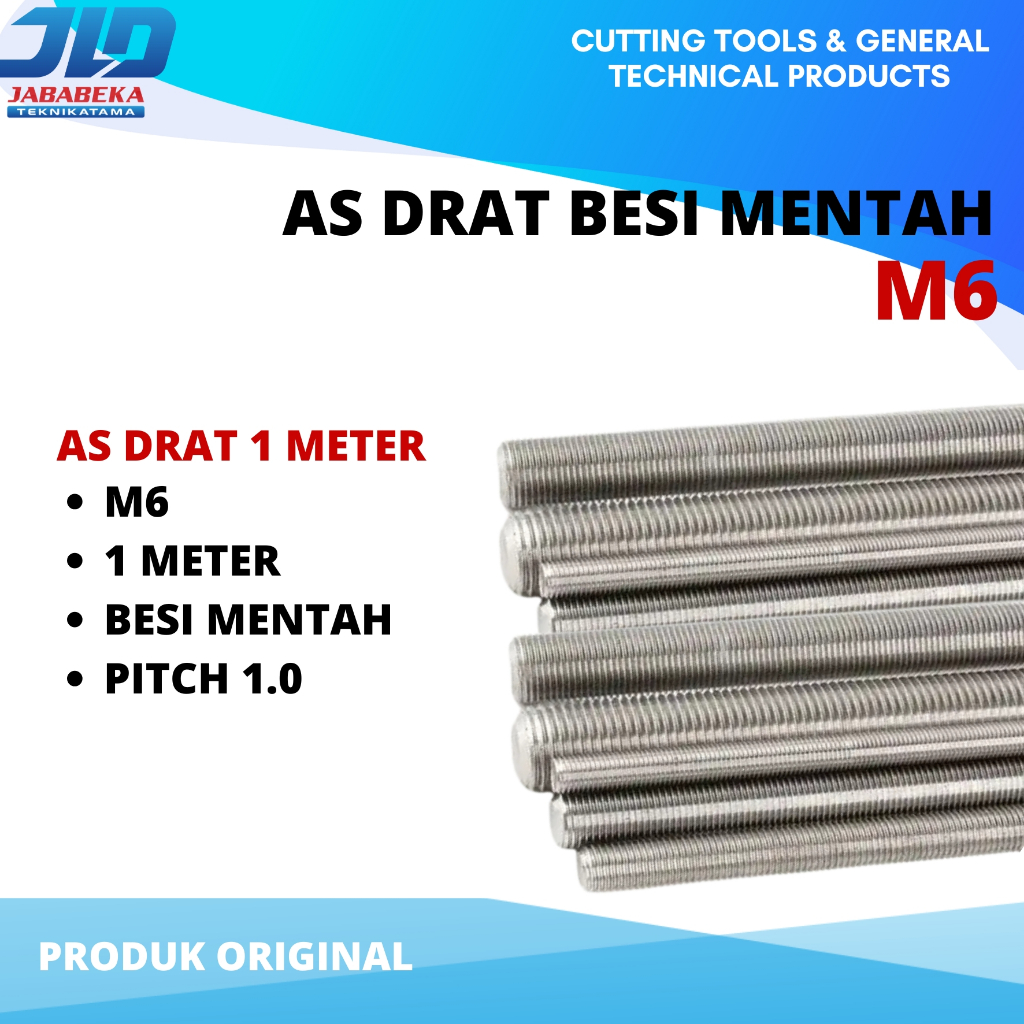 As Drat Besi Mentah M6 As Long Drat Besi Mentah Panjang 1 Meter