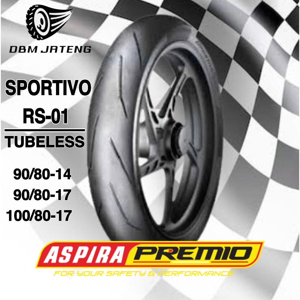100% ORIGINAL & BARU BAN ASPIRA PREMIO SPORTIVO RS-01 TUBELESS RING 14 DAN 17 UKURAN 90/80-14  90/80