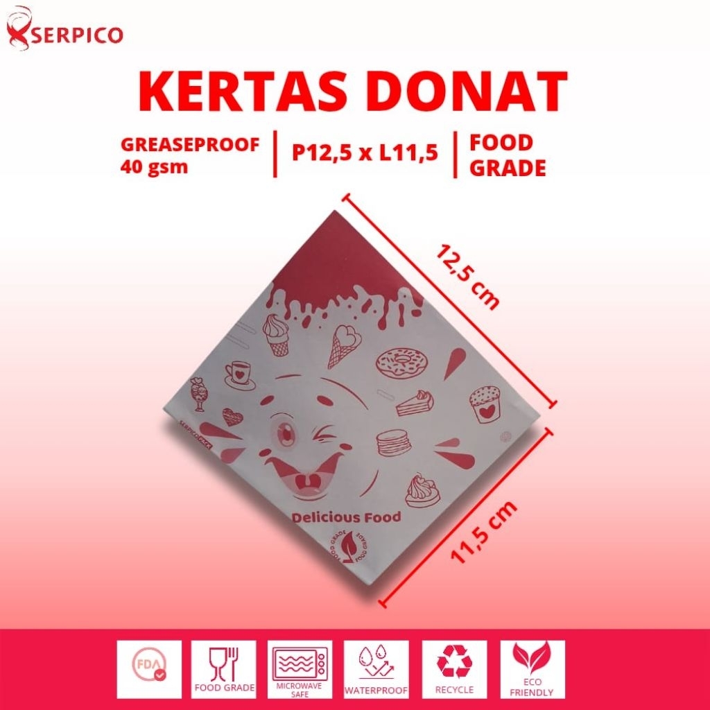 Kertas Donat | bungkus Burger | tempat donat | Kantong burger | Alas Roti Kue | Kertas Roti