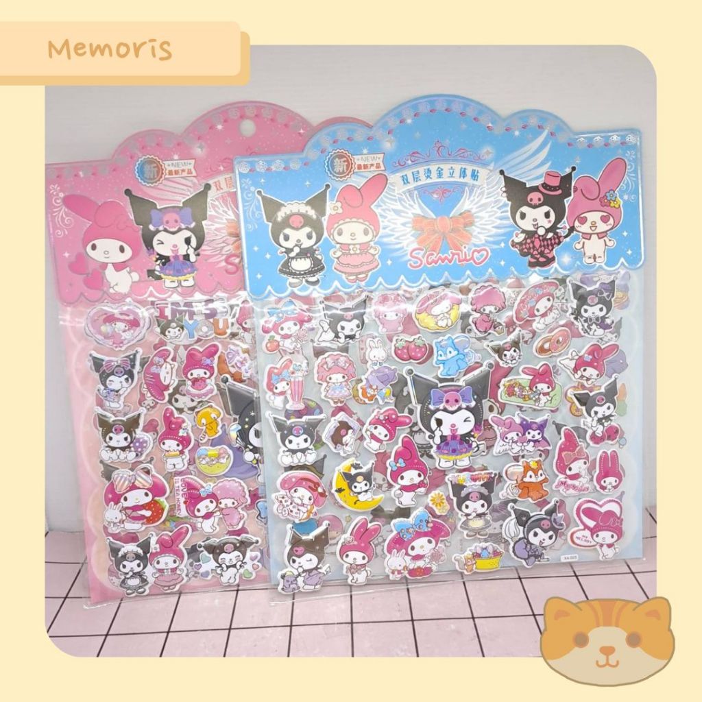 

(2 Pcs)Stiker Timbul Hologram 3D Kuromi Melody Hiasan Mainan Alat Tulis Anak