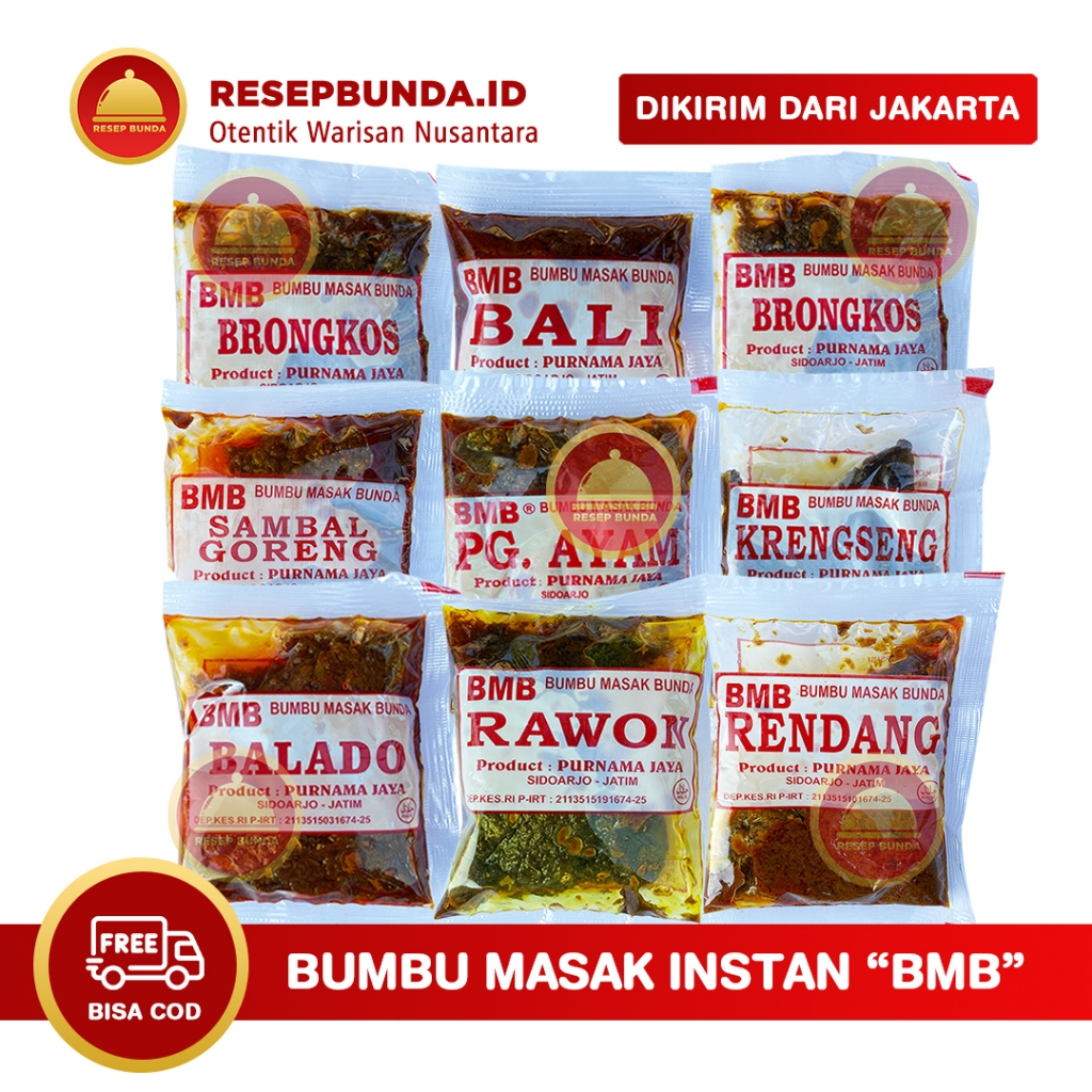 

Bumbu Masak Bunda BMB Sachet Bumbu Masak Instan Praktis Racik Rempah Dapur Nusantara - 50gr