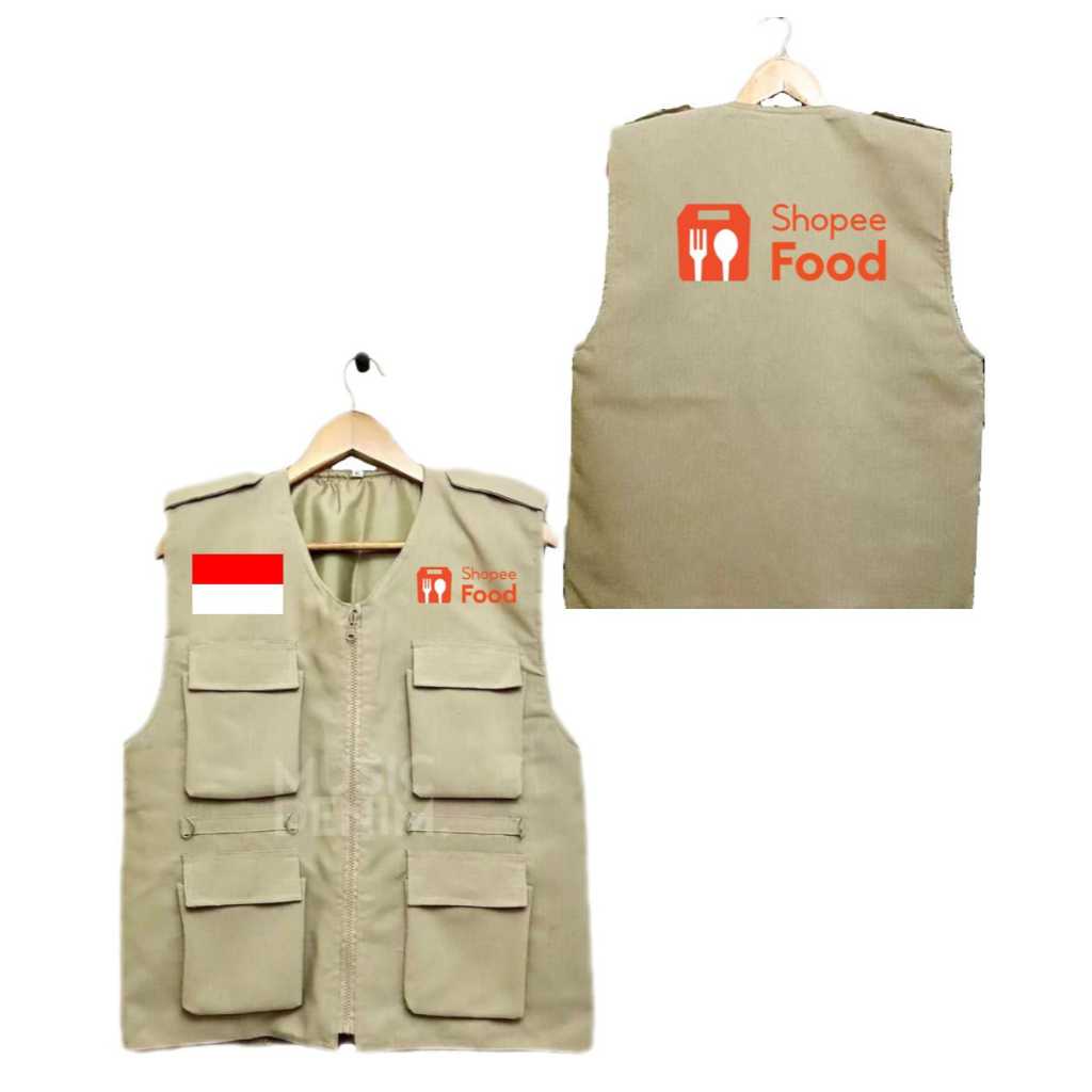 Rompi Satgas Cream Sablon Ojol, grab, grabfood, gojek, gofood, shopee express, shopee food, maxim, i
