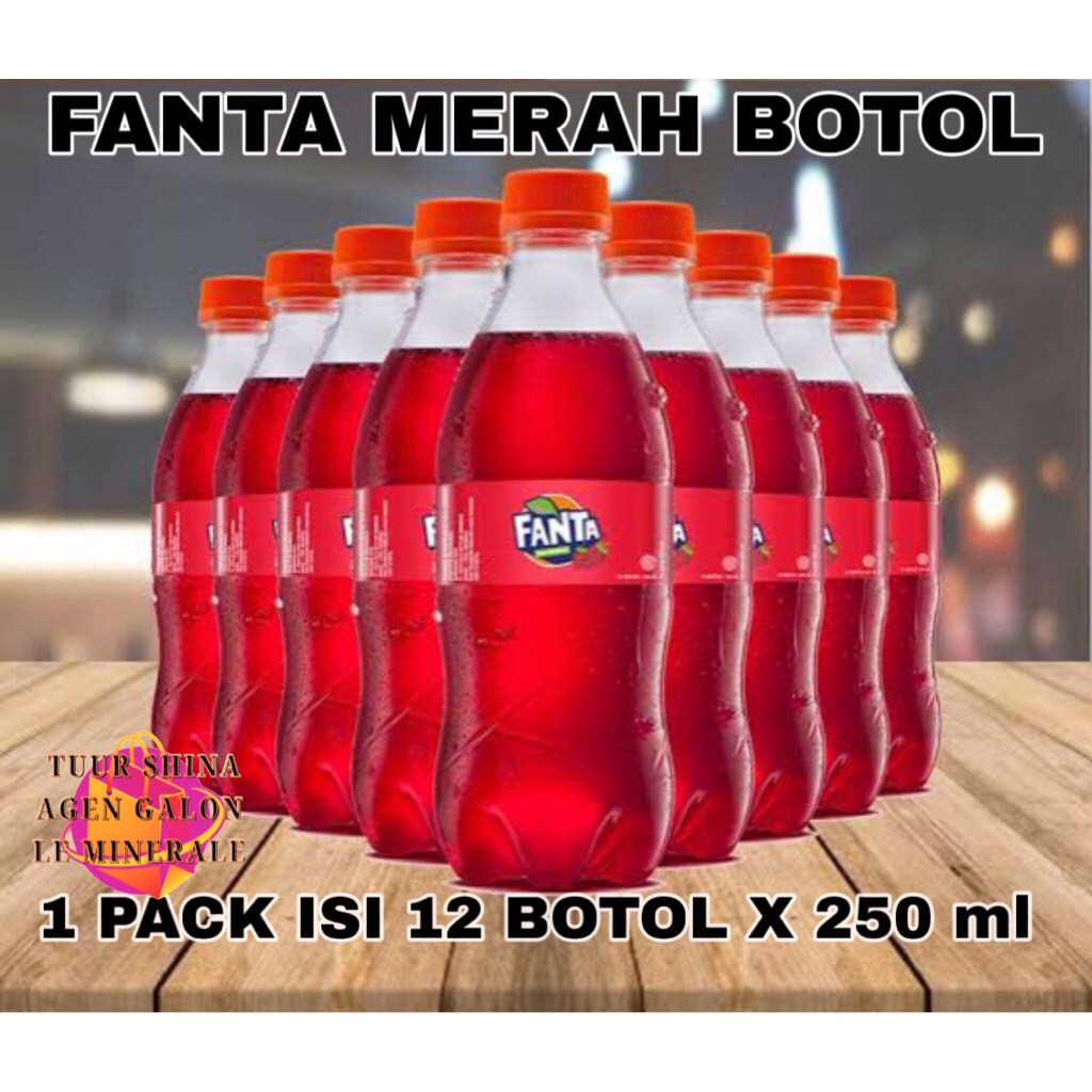

Fanta Merah Stroberi Botol 1 Pack isi 12 X 250 ml dan 390 ml